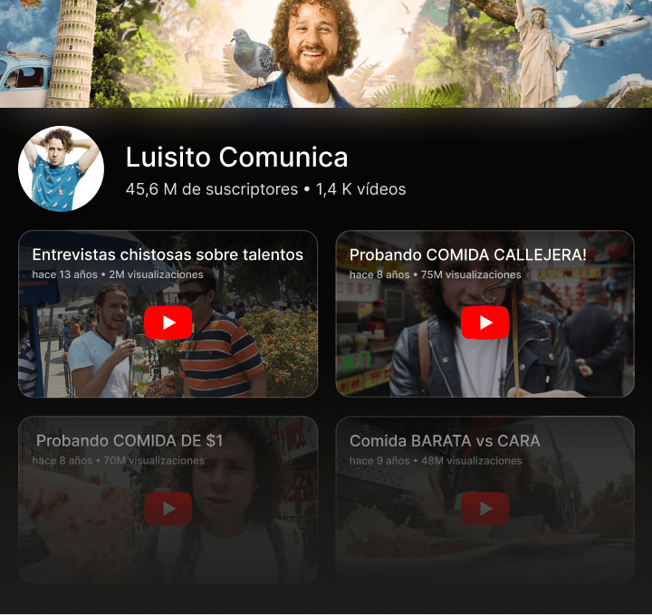 Imagen mobile del canal de YouTube de Luisito Comunica
